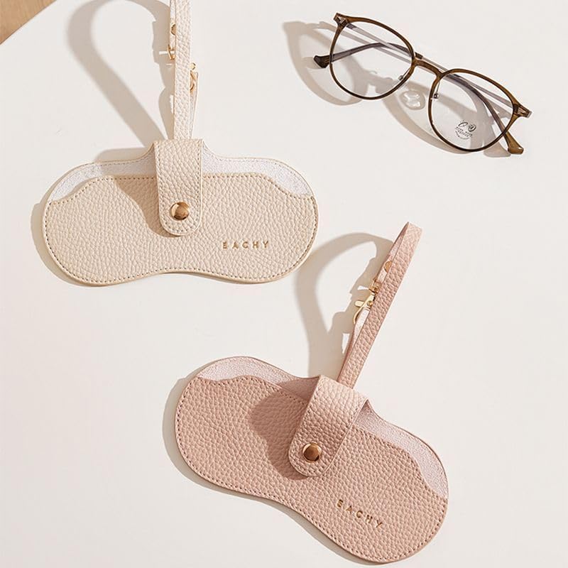 2Pcs Soft Leather Sunglass Bags Eyeglasses Holder Case Slim Portable Glasses Lightweight with Button Clip Wrist Strap for Women Men Summer Outdoor Travel Supplies - Image 4