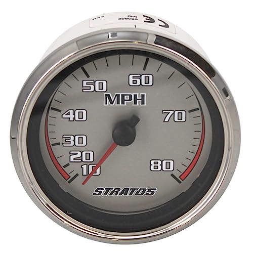 Stratos Boat Speedometer Gauge 205140 | 3 1/4 Inch Silver Gray