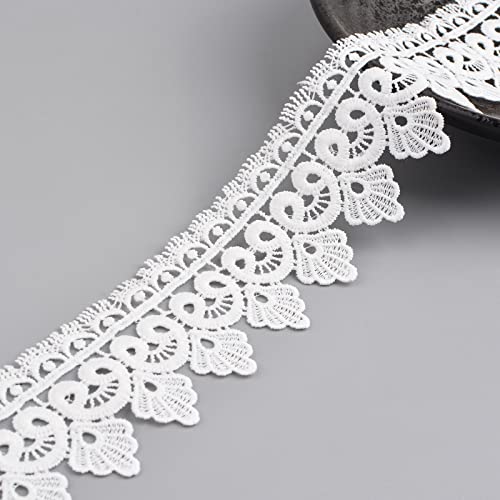 URROMA White Lace Trim, 5 yards Venice Lace Ribbon Embroidery Lace Trim Floral Craft Lace for Sewing DIY Crafts for Home Decor 1.96in