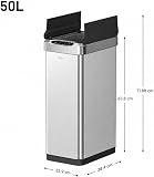 EKO Phantom-T 50 Liter / 13.2 Gallon Vertical Motion Sensor Trash Can, Brushed Stainless Steel Finish - 3