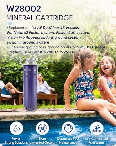 Replacement for Nature2 Duoclear 45 Mineral Cartridge W28002 for All DuoClear Fusion Soft Vision Pro Above Ground Inground System Pool System, Compatible with up to 45000 gallons Pool, W26002
