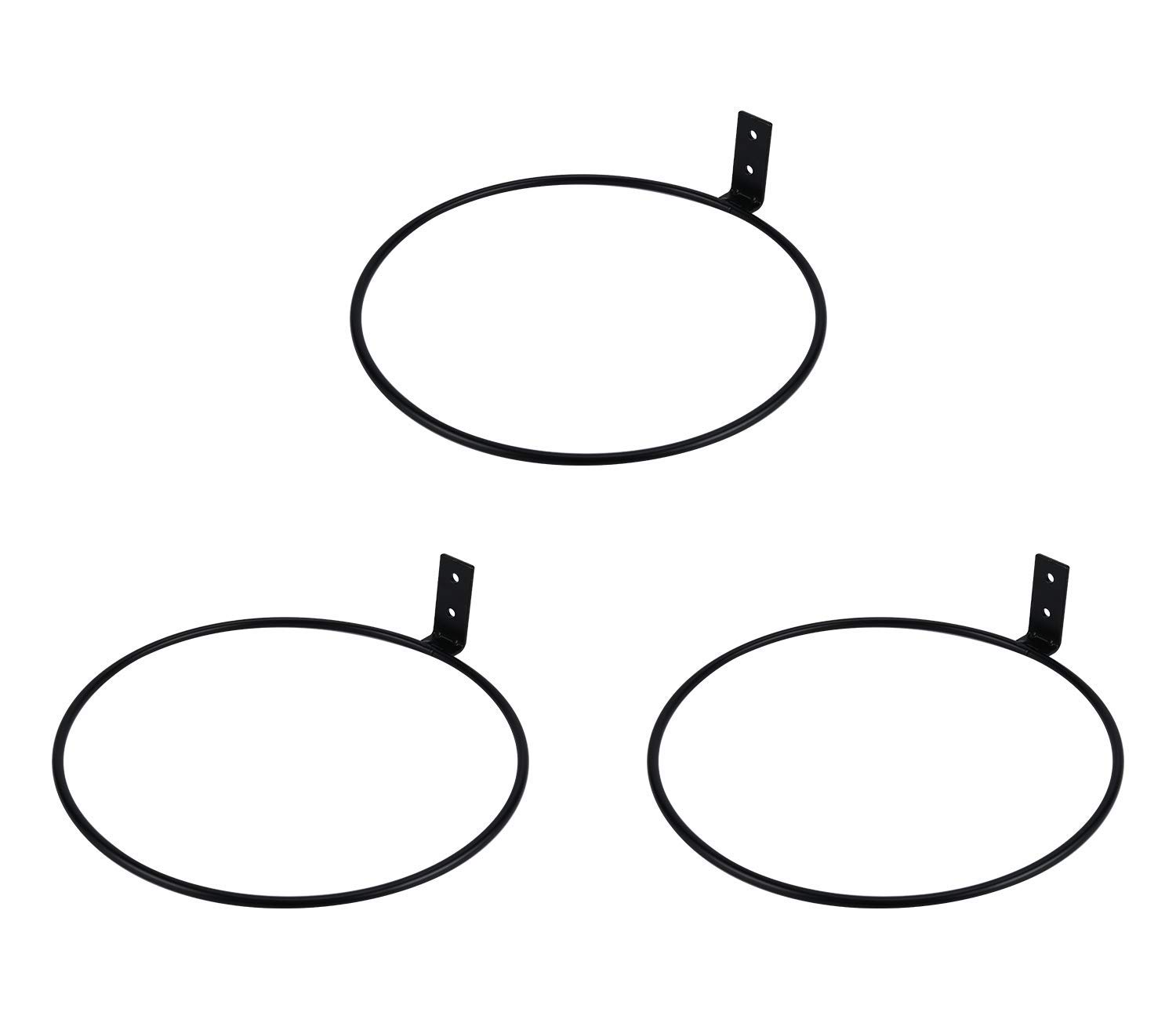 INDIAN DECOR . 29813 Classic 8 inch Flower Pot Holder Ring Wall Mounted 3 Pack Metal Planter Hooks Hangers Wall Bracket, Black-image-3