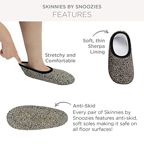 Image of Snoozies Skinnies Packable and Foldable Travel Slippers for Women with Zipper Pouch, Soft Sherpa-Lined Slipper Socks Non-Skid