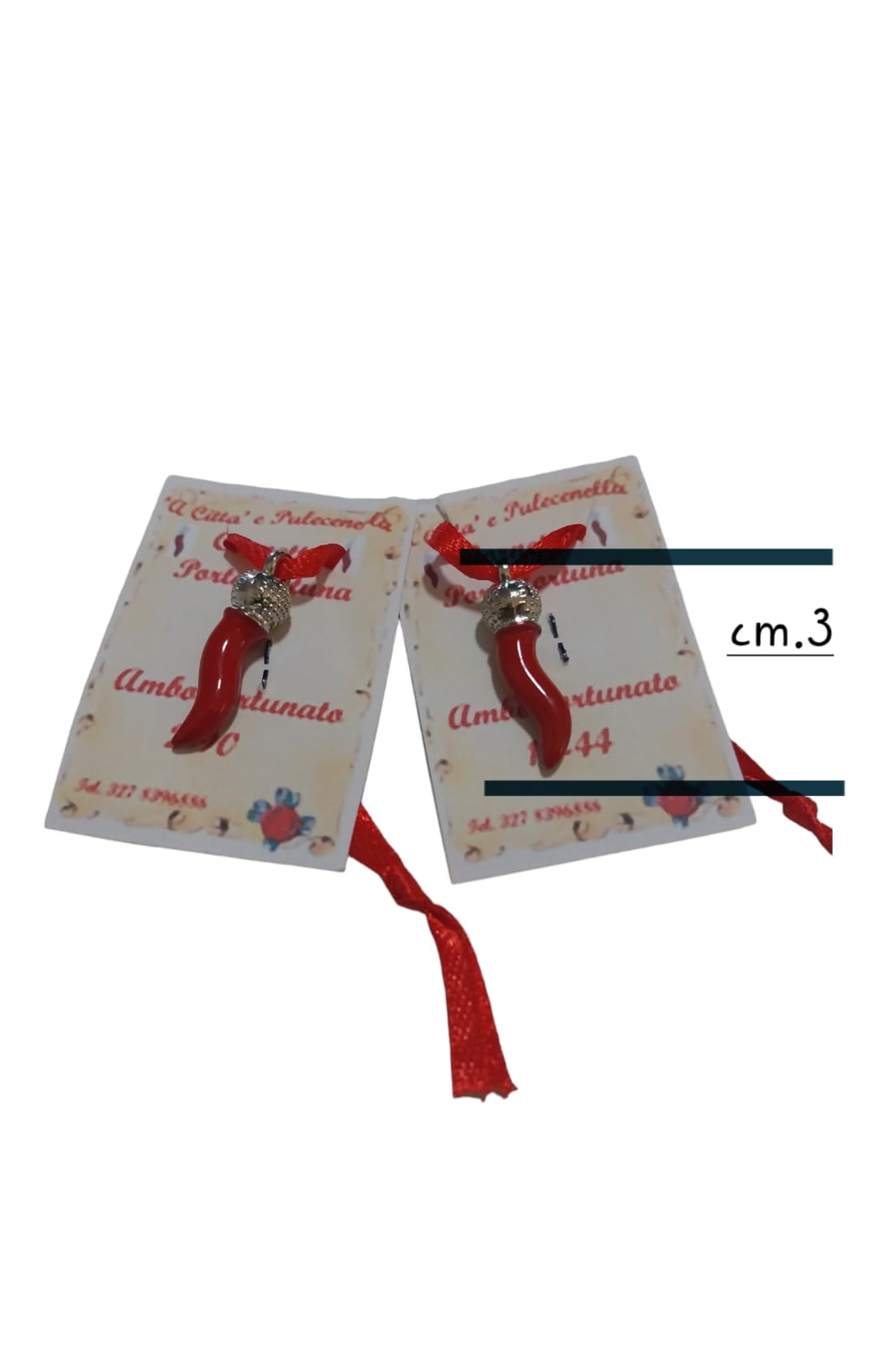 cornetto portafortuna cm.3 (rosso 25 pezzi)