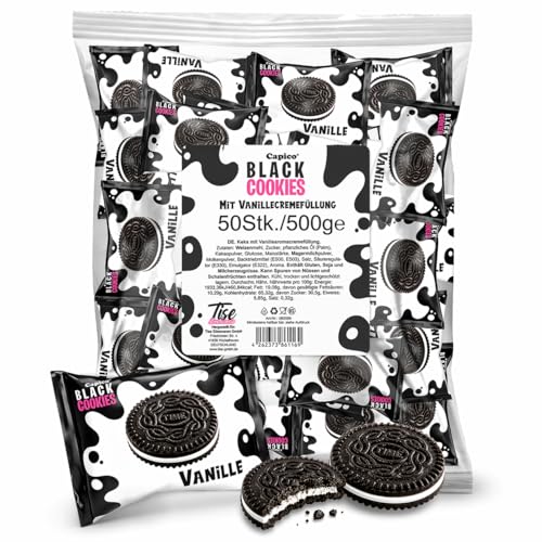 Capico Black Cookies mit Vanillecremefüllung (50 Stk./500g)