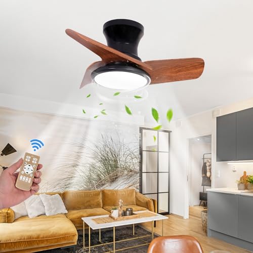 60CM Lámpara Ventilador Techo Motor DC 6 Velocidades Reversible Dormitorio Lampara Ventilador Techo Silencioso LED Dimmable Moderna Salón Ventilador De Techo Con Luz Y Mando A Distancia-C||60CM