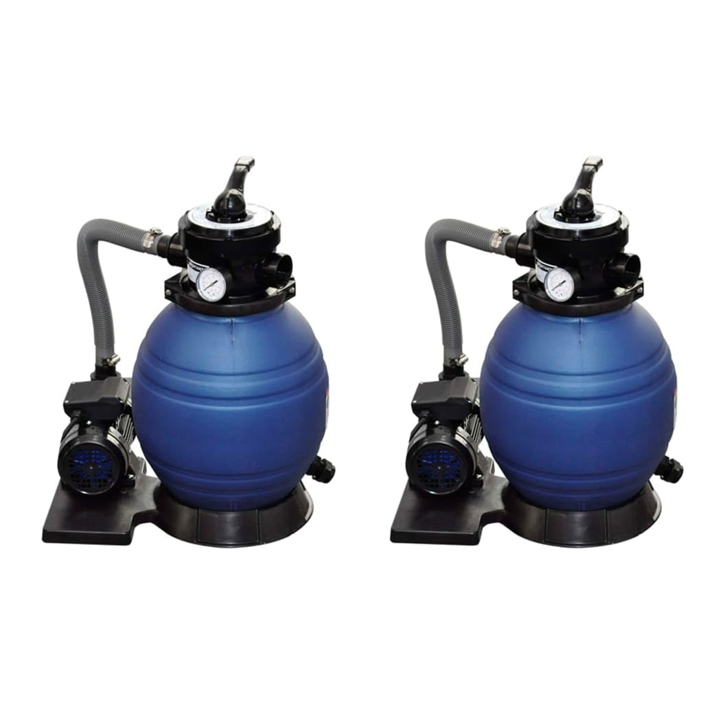 Lot de 2 pompes filtrantes à sable 400 W 11000 l/h, filtre de piscine pour piscine hors-sol et piscine, raccord 32 ou 38 mm, réservoir de filtre, manomètre, rotation à 360 degrés