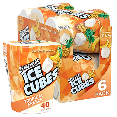 Ice Breakers Ice Cubes Sugar Free Gum with Xylitol, Tropical, 40 Piece (Pack of 6)