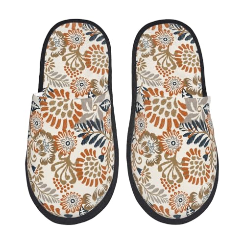 Floral Paisley Print House Slippers For Women And Men,Soft Slippers With Memory Foam,Non-Slip Indoor Home Shoes
