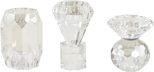Portavelas de cristal transparente, juego de 3 candelabros transparentes para velas cónicas de pilar, fiesta, boda y decoración de portavelas de