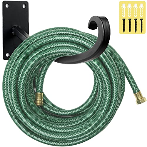 Schlauchhalter zur Wandmontage für den Außenbereich - Garten-Wasserschlauchhalter (Eisen/20,3 cm), handgeschmiedet, strapazierfähig, Wandschlauchaufhänger (1, gebogen) Cover