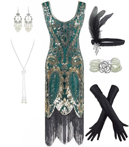 Vestido de fiesta de Gatsby de los años 20 con flecos y flecos - Multi - XX-Large