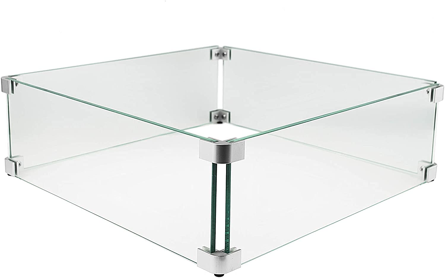 Kinger Home 21" Square Glass Wind Guard for Fire Pit Tables