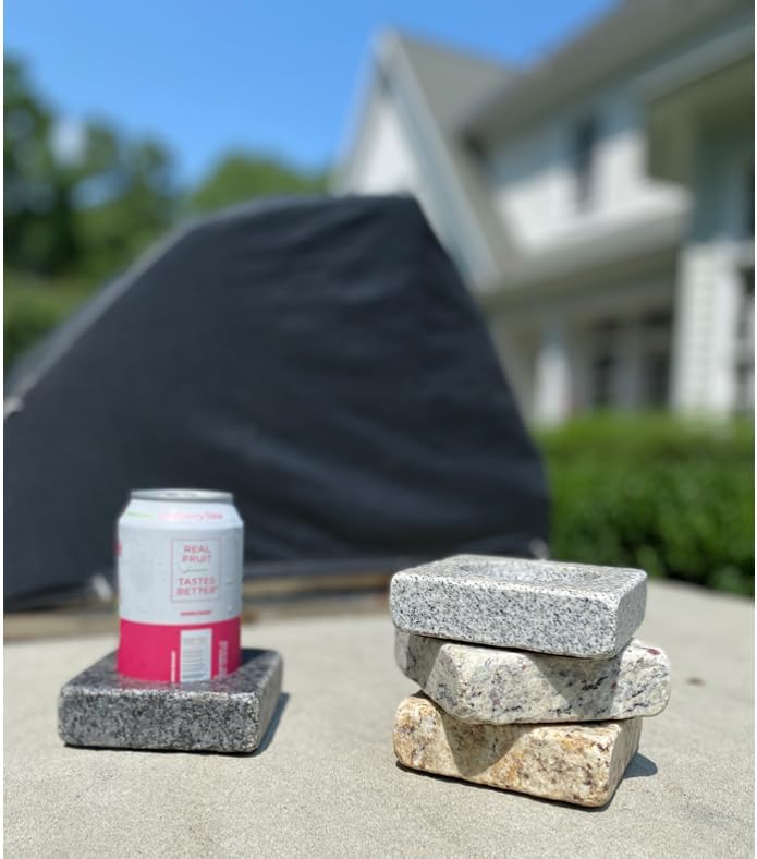 Can Chilling Coaster 4 Piece Set by Sea Stones- Four 4" Square x 1/1/4” Deep Premium Quality Eco Friendly Granite Coasters - Perfect Fathers Day, Holiday, Engagement of Wedding Gift
