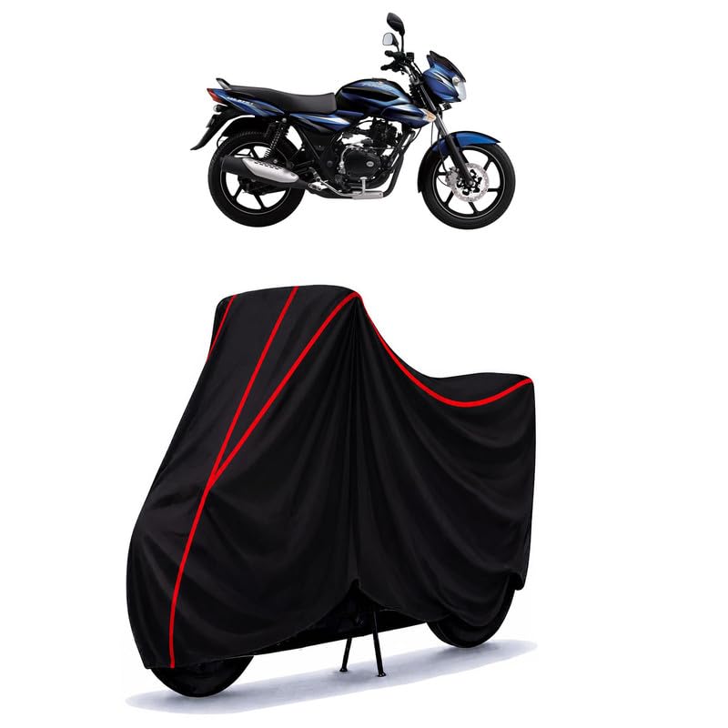 Image of Bajaj Discover New 125 CC Water Resistant Bike Cover for All Motorcycles & Rain | Heavy Duty Taffeta Fabric | UV Protection, Dustproof, Scratchproof | All Weather Two Wheeler Cover with Elastic Bottom