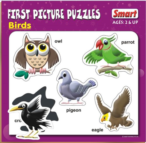 Image of Smart First Picture Puzzles Birds | 5 Chunky Pieces | Toddler Bird Learning Puzzle Toy Age 2+ | Build Cognitive & Fine Motor Skills Early Education