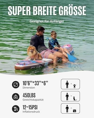 Bild 3 - ZLX SUP Board mit Sitz Tragbar Stand up Paddling Board 320cm Stabil Aufblasbares Paddle Board für Erwachsene Familien Anfängerfreundlich, Anti-Rutsch Deck, Pumpe
