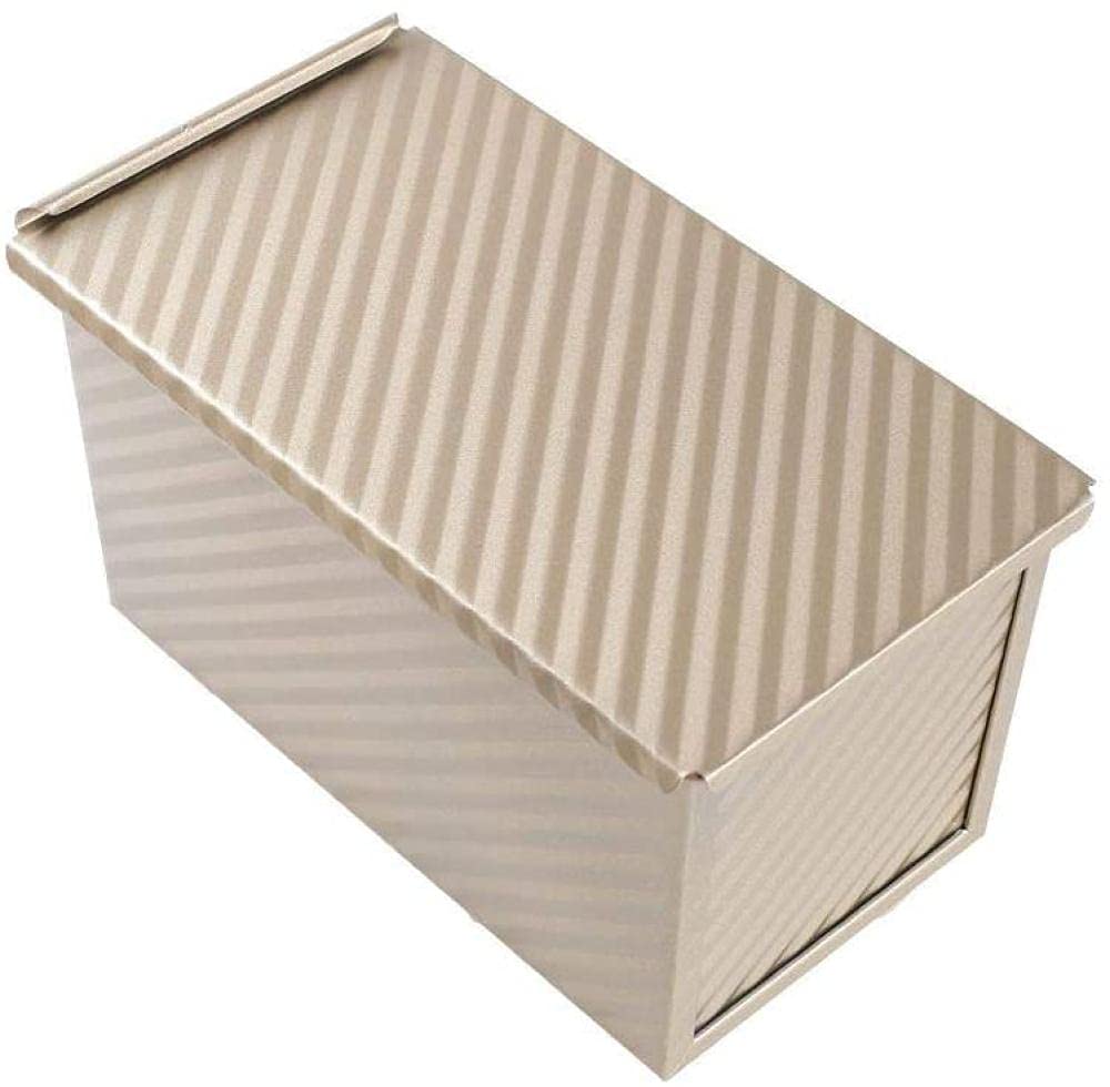 JMIATRY 2 Teglie Per Pane Pullman Con Coperchio - Antiaderenti, Acciaio Al Carbonio, 20,8x11,8 Cm, Oro