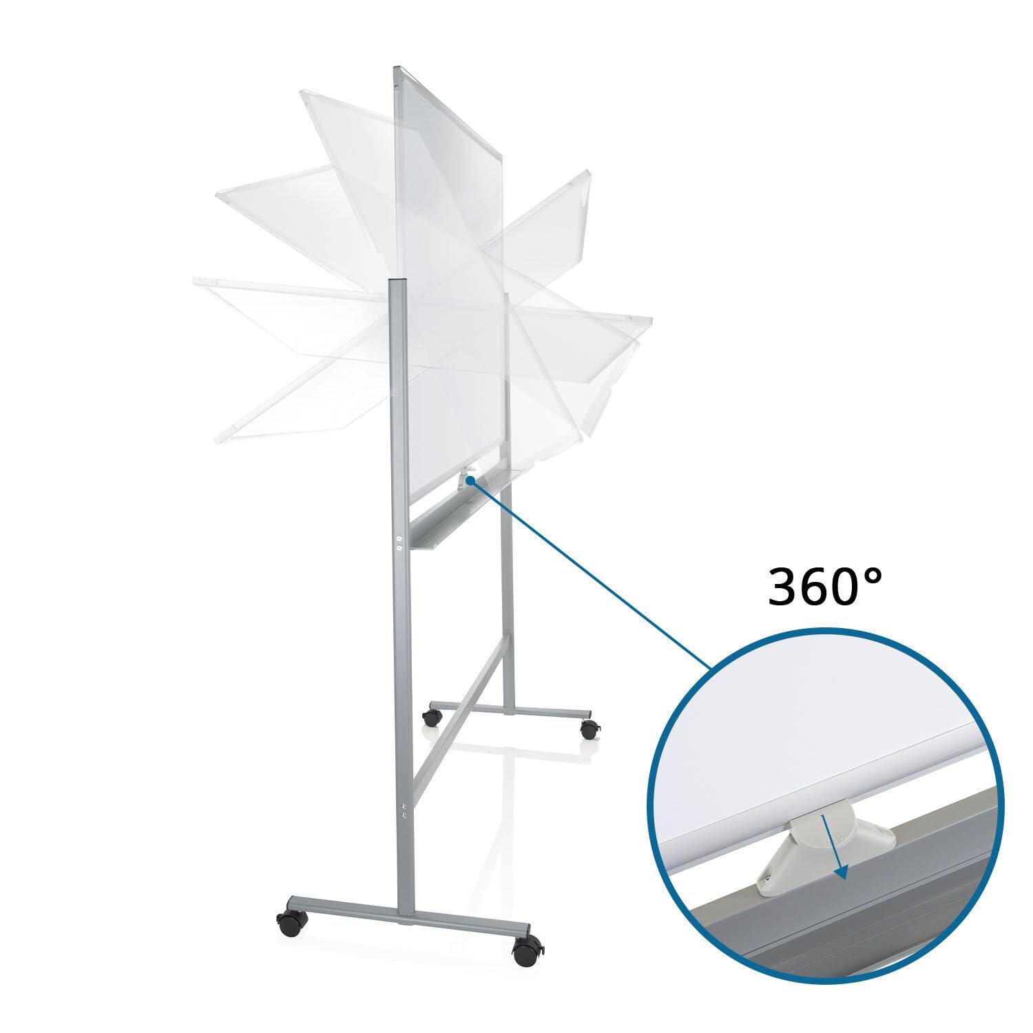 hjh OFFICE 830036 tablica suchościeralna, 90 x 120 cm, mobilna tablica z rolkami, możliwość zapisywania po obu stronach, magnetyczna i zmywalna