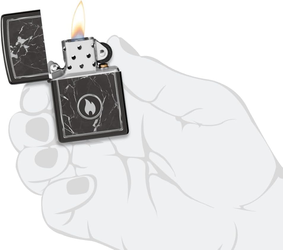 Encendedor Zippo personalizado con diseño de llama mármol miniatura 3