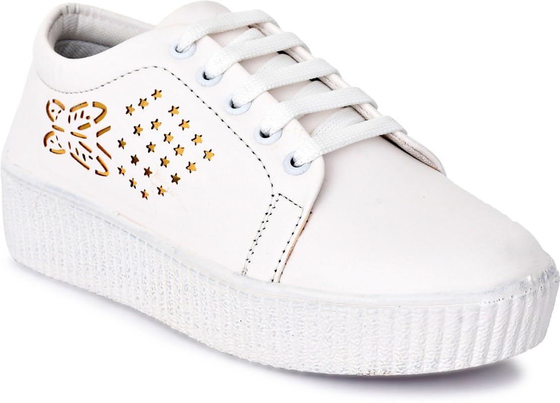 K- FOOTLANCE Womens Mesh Sports Shoes/Walking Sneakers for Women & Girls/Trending Stylish Sneakers for Girls White (B0D29B9XD9) Amazon Price History, Amazon Price Tracker