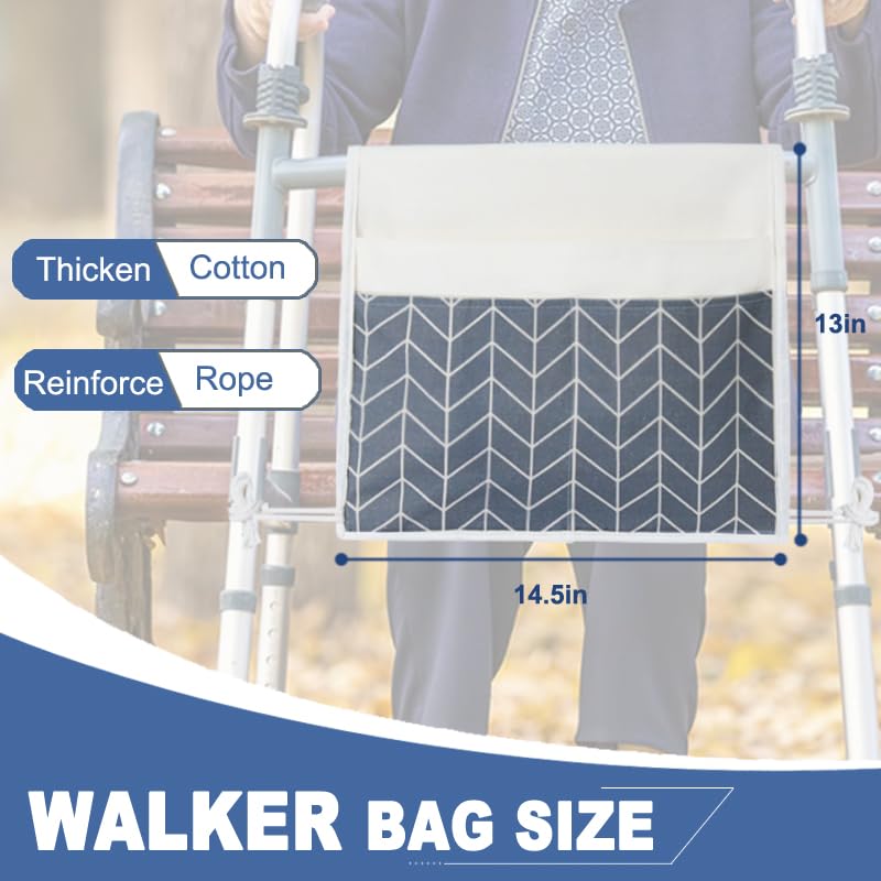 TOGETRUE Walker Bag - Cesta de almacenamiento de fácil acceso con 2 bolsillos grandes, bolsa de accesorios para andador plegable, sillas de ruedas, cochecitos, 13 x 14.5 pulgadas