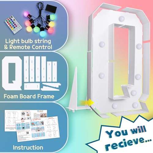 Image of Imprsv Colorful 3FT Marquee Letters Q, 18 Colors Large Light up Letters
