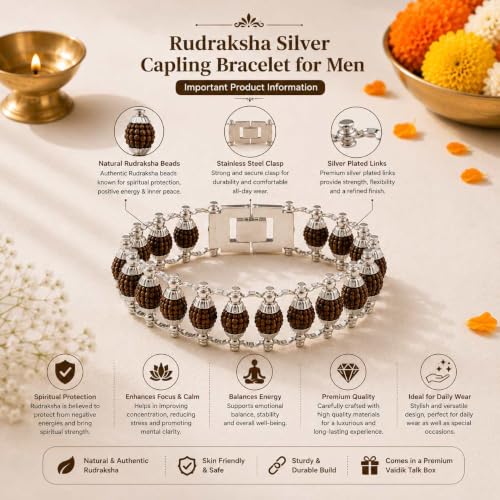 Image of Natural Rudraksha Beaded Bracelet for Men & Women | Spiritual Prosperity & Positive Energy Accessory