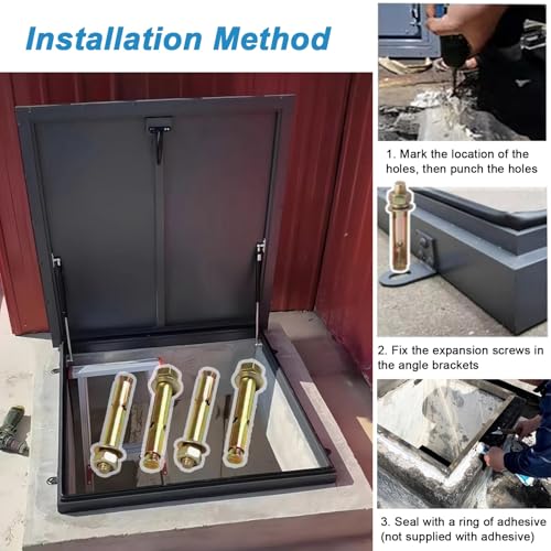 Puerta de acceso a techo impermeable de acero con soportes de elevación 8