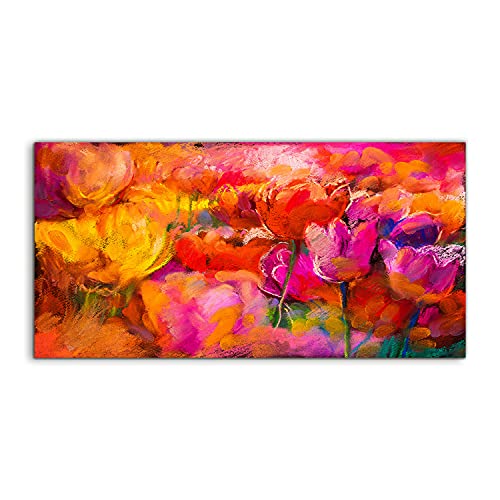 Acryl art photo tulipes fleurs tableau mural acrylique 100x50cm salon chambre