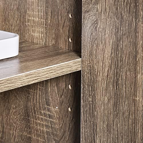 HOMCOM Kitchen Storage Unit, Modern Microwave Stand Trolley Cart, Sideboard with Cabinet, Locking Wheels, Shelf for Living Room, Dining Room, Grey