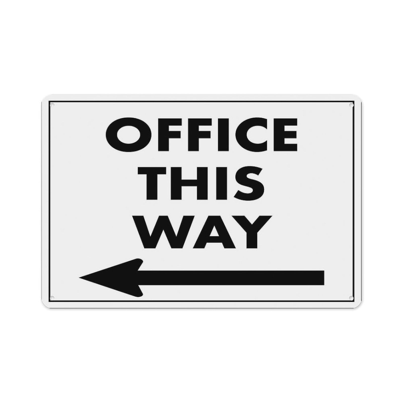 peiyeety Office This Way (Left Arrow) Sign Aluminum Tin Warning Signs for Home Outdoor Garden 12X16 Inches