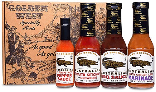 A Taste of Australia Gourmet BBQ Sauce Gift Set - All Natural Sauces for Grilling, Camping, Tailgating & Backyard BBQ - Gift Box by Original Australian BBQ Co.