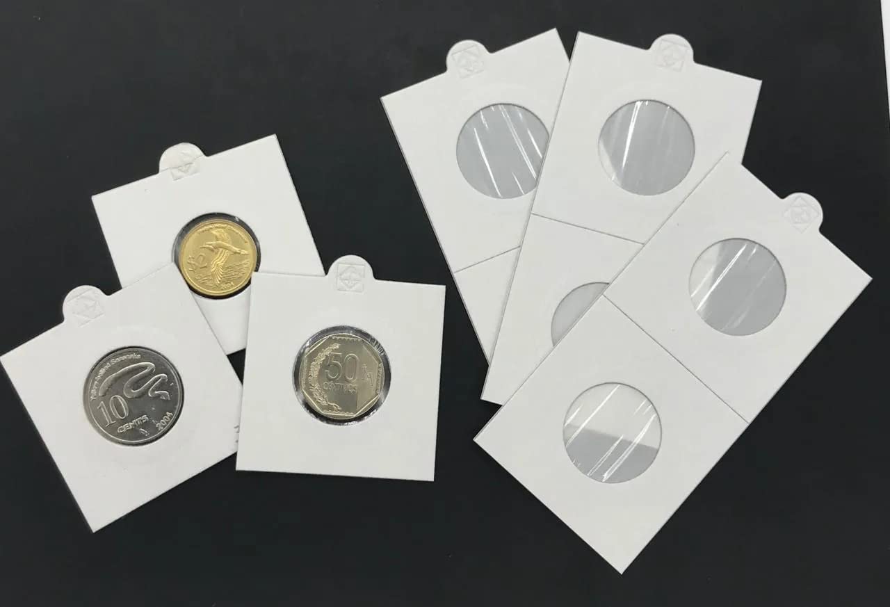 Atoz Crafts Coin Holder – 50 Nos. | Size No. 6 (30mm, White) | Cardboard Coin Collecting Holders for Coin Collection Supplies