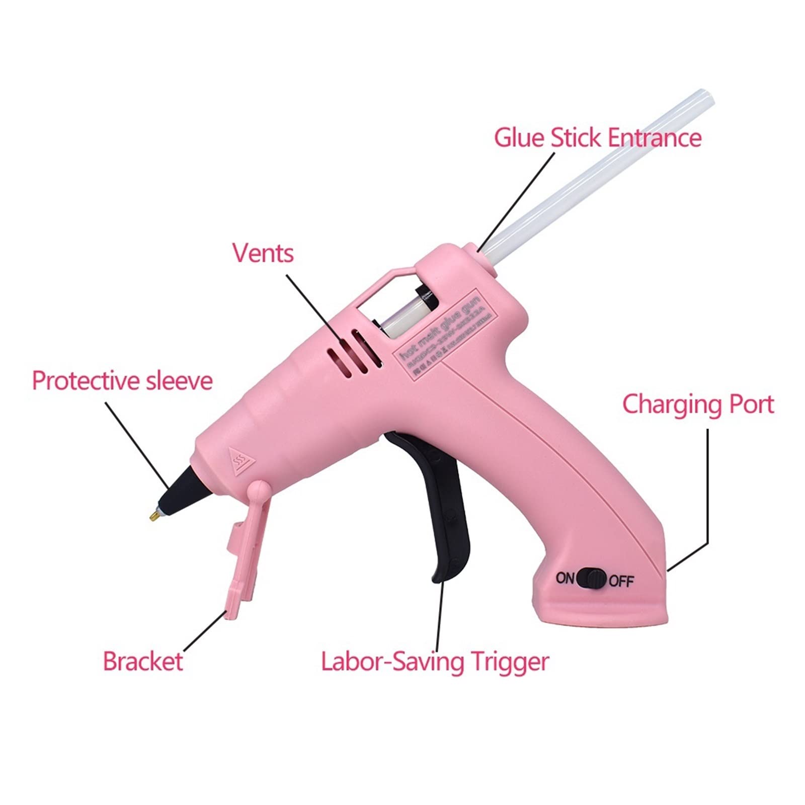 Bezprzewodowy Pistolet Do Klejenia Na Gorąco Dziecko Rękodzieło Domowe DIY Naprawa Użyj 7mm Klej W Sztyfcie Kleju 3.6V 60 Min Czas Użytkowania Szybkie Niezawodne Klejenie(SET-3)