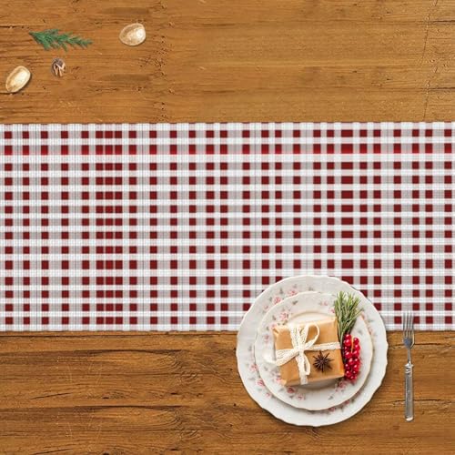 Chemin de table à carreaux rouges pour protéger et décorer la table
