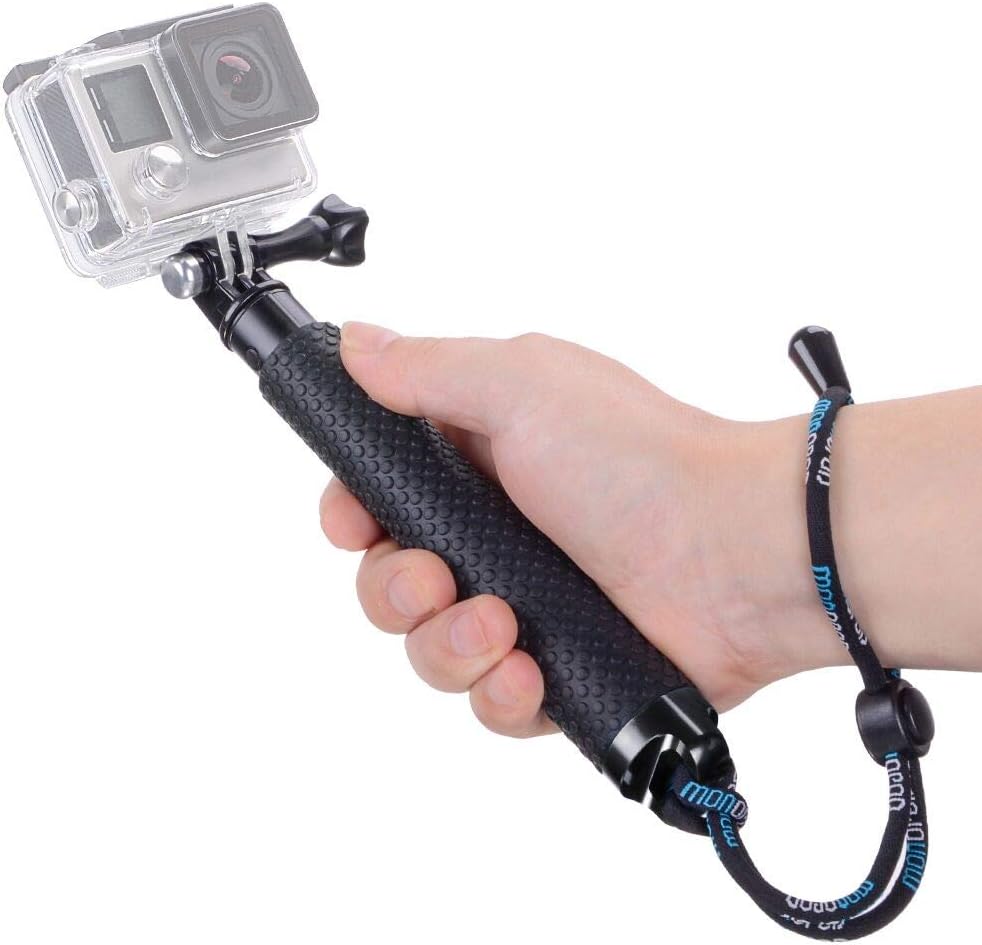 19'' Extension Selfie Stick, Portable Hand Grip Waterproof Handheld Monopod Adjustable Pole Compatible with GoPro Hero 12 11 10 9 8 7 6 5 AKASO SJCAM DJI OSMO and More Action Sports Cameras