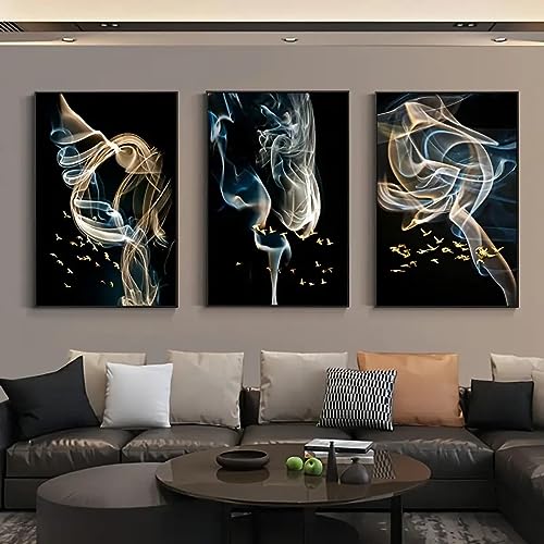 Affiche art abstrait bleu KEBIA pour décorer un salon chaleureux