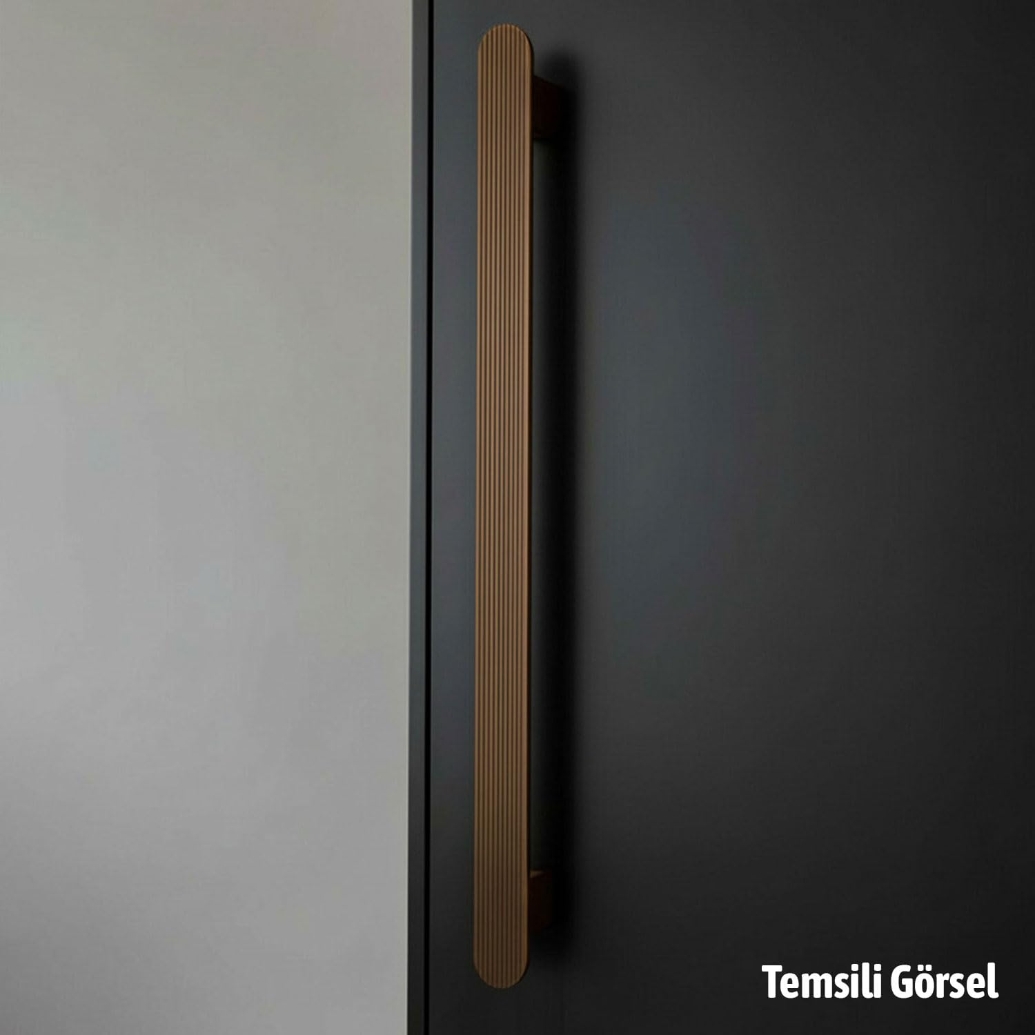 ANZER Çizgili Saten Bronz Çekmece Kulp 992 mm Modern Uzun Dolap Kulp Şık Tasarım Dayanıklı Metal