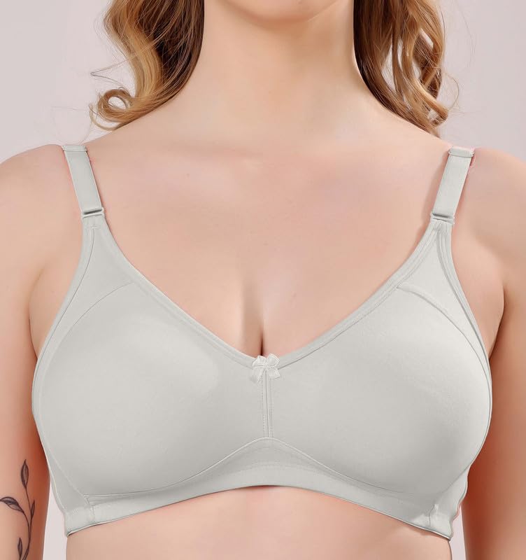 Image of London Hills Regular Bra for Women Everyday Non Padded Wire Free Full Coverage Cotton Blend
