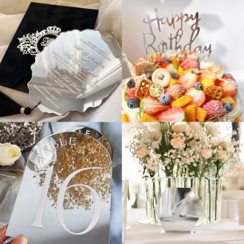 Image of KINLINK 12x16 Plexiglass Sheets 1 /8 inch Thick - 3mm Silver Mirror Cast Acrylic Sheet, Plastic Board Polycarbonate Sheet for DIY Project, Craft, Wall Mirror, Acrylic Sign and Wedding Invitation 2 Pack