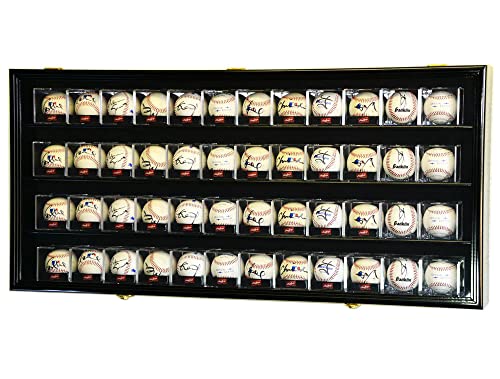 48 Baseball Cube Display Case Cabinet Wall Rack w/98% UV Protection (Black Finish)