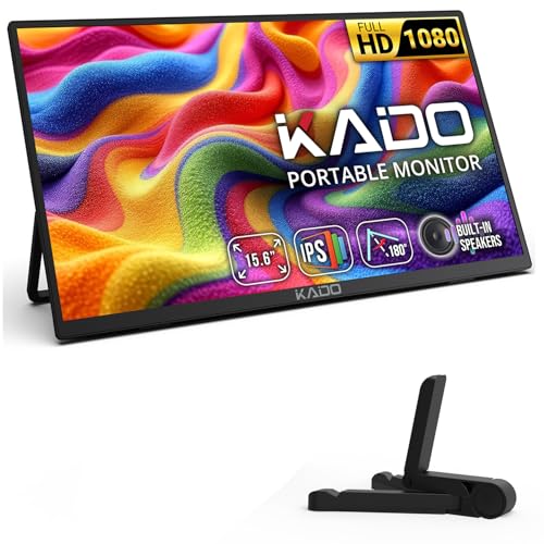 Image of Kado 15.6 Inch FHD Portable Monitor for Laptop Ergo Stand Set, 1080p Second Display IPS 1920x1080 HDMI USB-C Laptop Screen Extender, 180 Kickstand for PC, Mac, Dex, Tablet, Xbox, PS4 /PS5, Switch