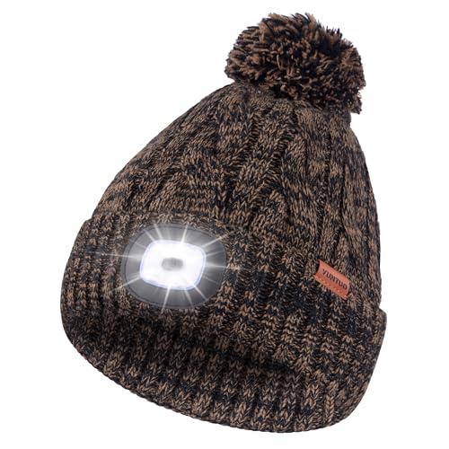 Bonnet avec lampe frontale rechargeable idée cadeau homme femme