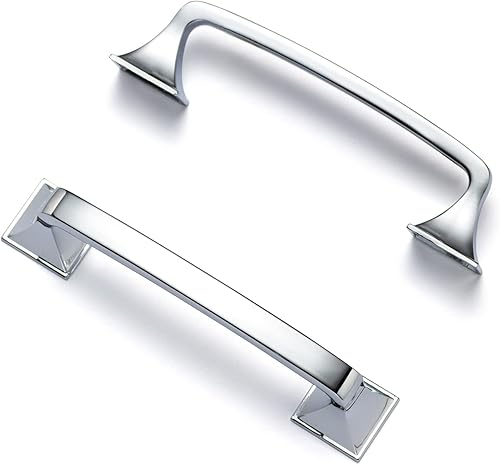 Miniatura 4 de Skohom - Paquete de 4 manijas cromadas para gabinete de cocina, tiradores cromados, manijas de puerta de gabinete de 3.8 (3 34) pulgadas, tiradores
