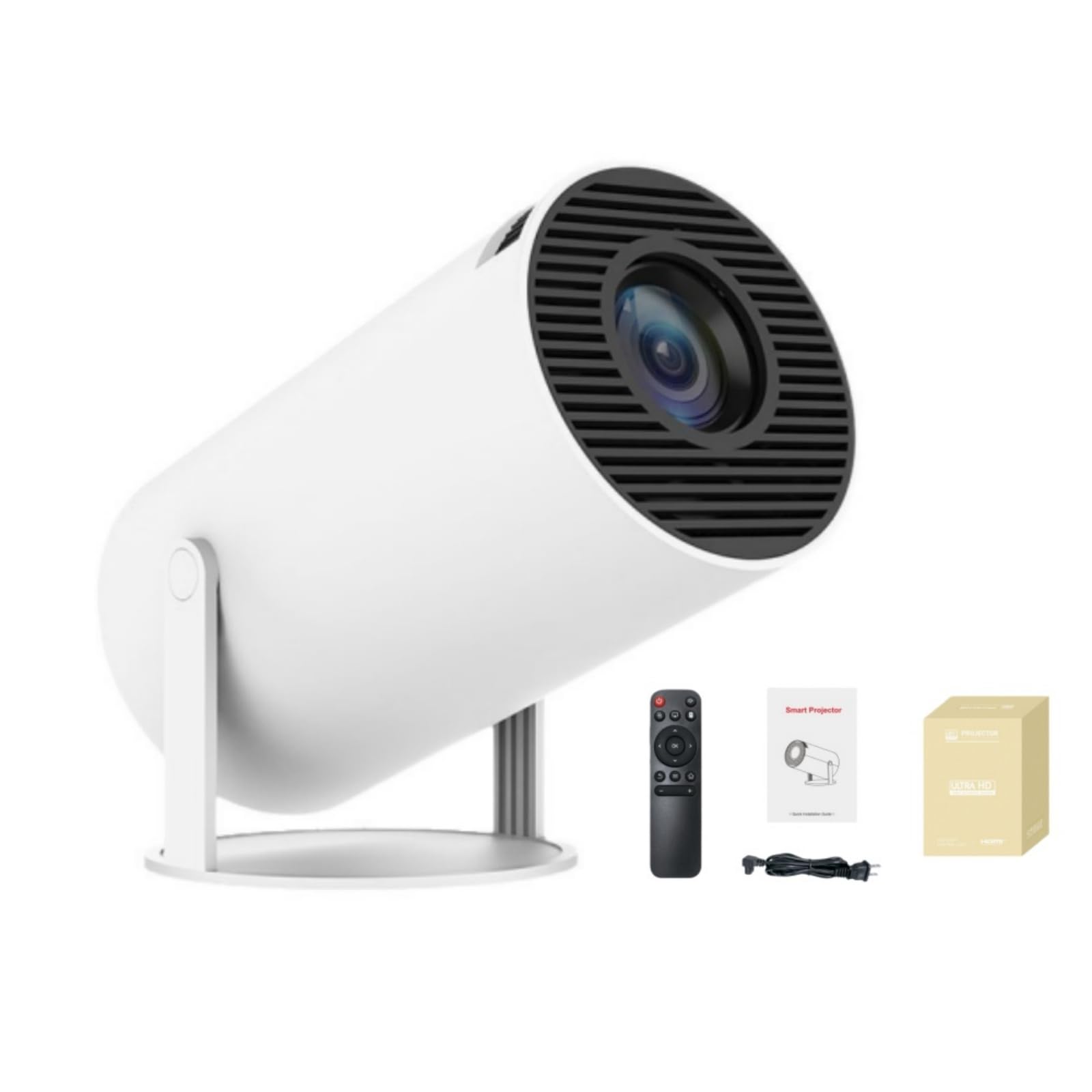 jolto WallCast-Proiecteur 4K，Vidéoprojecteur 2025, projecteur de Diapositives Portable, Rotation à 180°, Compatible avec Les Ports HDMI/USB