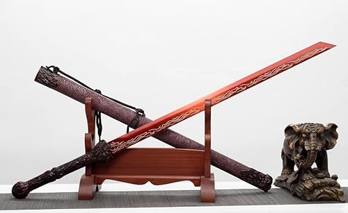 LOONGSWORD Espada china, espadas Tang Dao real, espada táctica (hoja roja de acero de alto carbono forjado, accesorios de aleación)