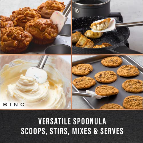Bino 2-Piece Silicone Spoonula & Spatula Set - Confetti | Stainless Steel & Heat Resistant Handle | Nonstick Kitchen Utensils For Cooking | Serving & Mixing In Nonstick Cookware | Kitchen Tools #TOP5