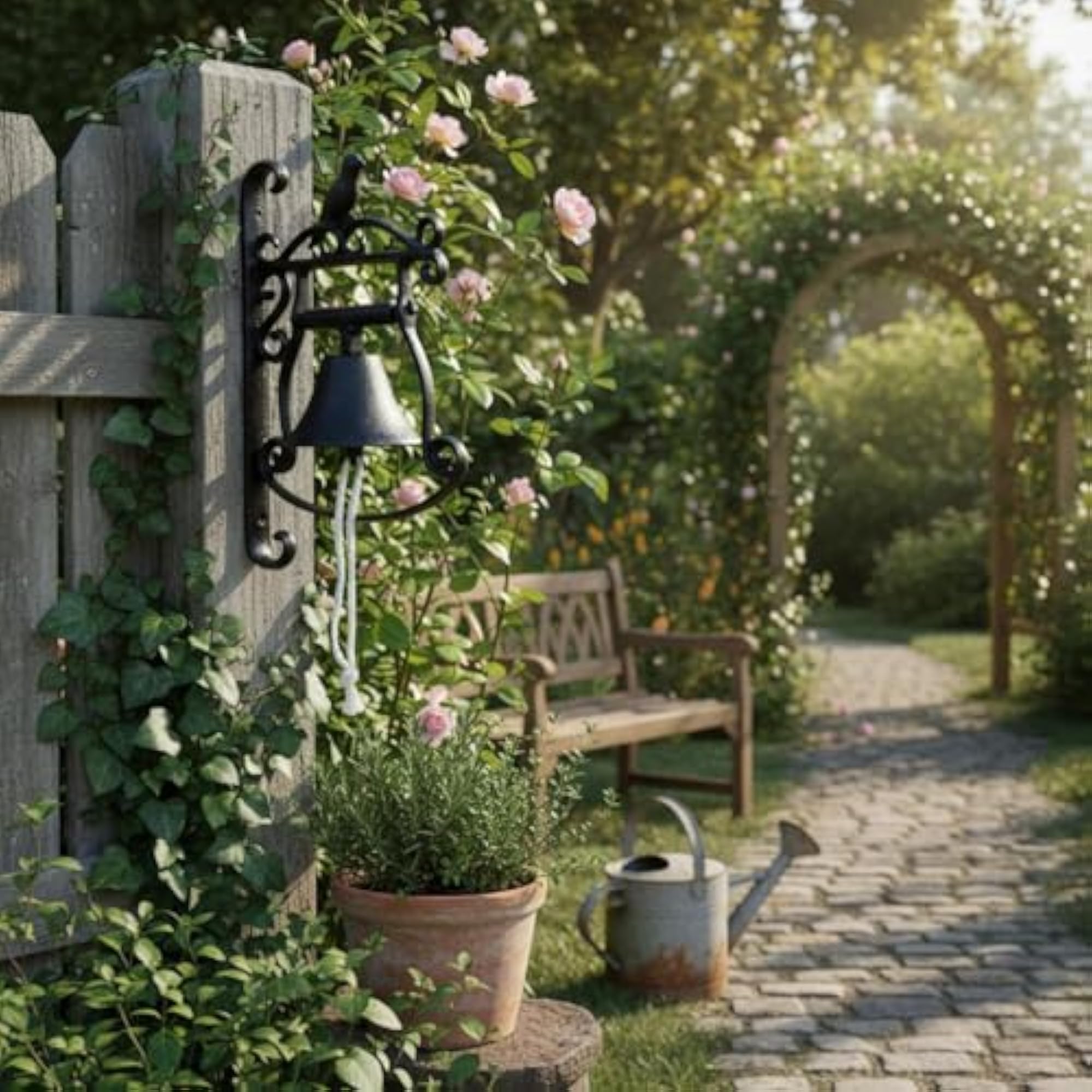Hand Operated Rustic Bird Entry Chime Vintage Wall Bell