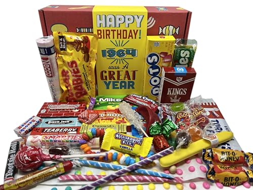 RETRO CANDY YUM ~ 1964 62nd Birthday Gift Box Nostalgic Candy Assortment from Childhood for 62 Year Old Man or Woman Born 1964 Jr
